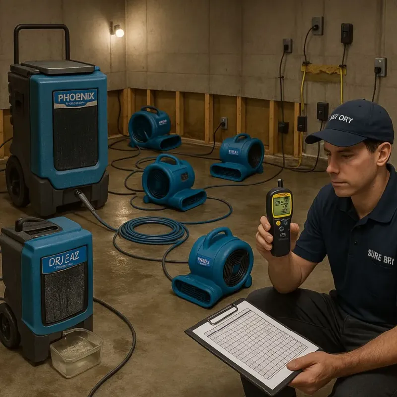 Structural Drying and Dehumidification process in Cotati, CA